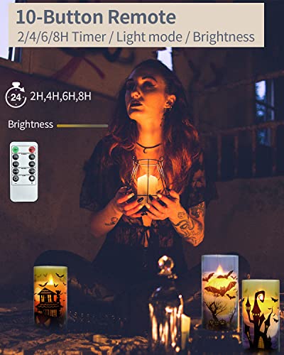 ハロウィン コウモリ城 LEDキャンドル ガラス 3個セット [5]