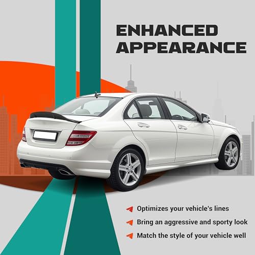 Kuafu GO-1045 Trunk Duckbill Spoiler Compatible With 2008-2014 Mercedes Benz W204 C-Class & C63 All Sedan Models Rear Trunk Lid Wing Lip Splitter Abs Plastic thumb #5