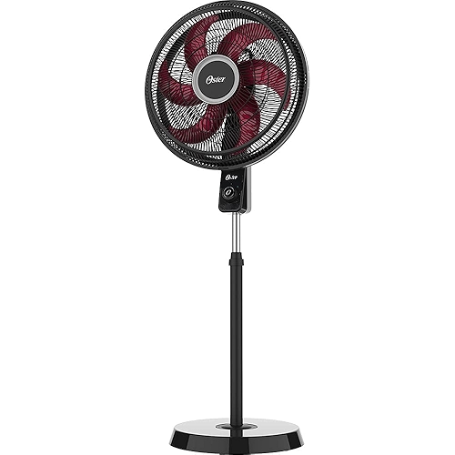 Oster Ventilador de Coluna Power Fresh, 110V, Preto/Vermelho, 140W, OVTR881