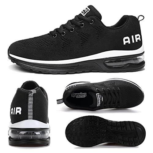 Foto von sotirsvs Herren Damen Sportschuhe Laufschuhe mit Luftpolster Turnschuhe Profilsohle Sneakers Leichte Schuhe Sport Outdoor Joggen Running Shoe Whiteblack 36 EU