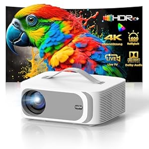 Beamer Passend für Netflix Dolby Audio|1600 Lisowod HDR10 Mini Beamer 4K Heimkino mit eARC CEC | Auto Fokus & Trapezkorrektur Smart Projektor | Bluetooth 5.4 WiFi6 | Für Familienkino und WM-Party