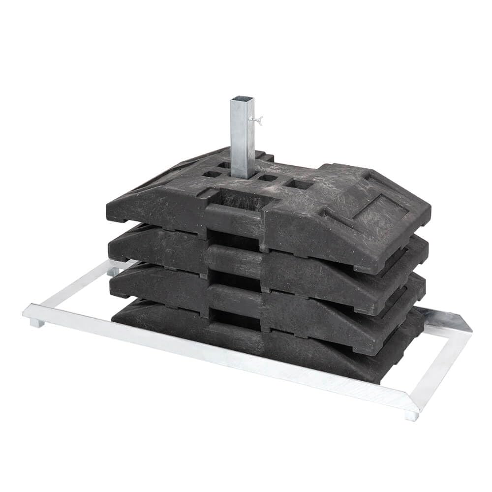 K4-Schilderhalter Komplett-Set für Schaftrohre 4 x 4 cm mit Fußplatten, Stahl, Art.-Nr. 611425 | Fußplattenständer | Fußplattenträger | Schilderständer