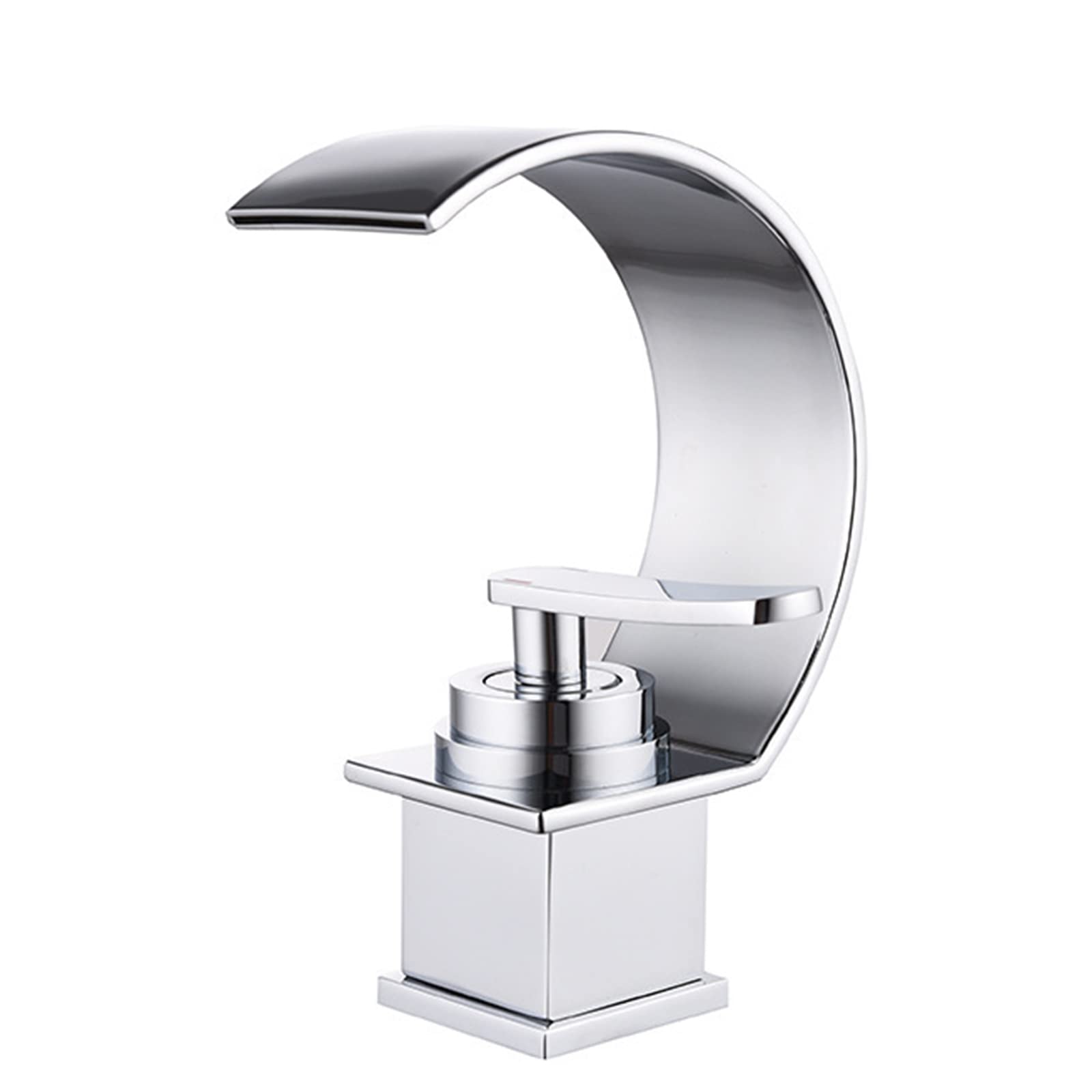 VDOQTLJT Bathroom Sink Faucets Waterfall Basin Brushed Gold Mixer Faucet Single Hole Brass Cold and Hot Water for(Nero)