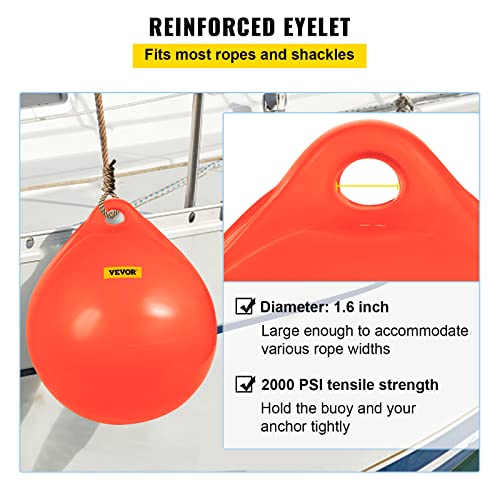 Vevor Boat Buoy Ball, 27" Diameter Inflatable Heavy-Duty Marine-Grade Vinyl Marker Buoy, Round Boat Mooring Buoy, Anchoring, Rafting, Marking, Fishing, Orange #TOP4