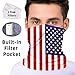 Cleanbreath Reusable Neck Gaiter with Filter Insert, Fashionable Cooling Face Covering Bandanas for Men/Women, 3PK(Black/Flag/Camouflage)