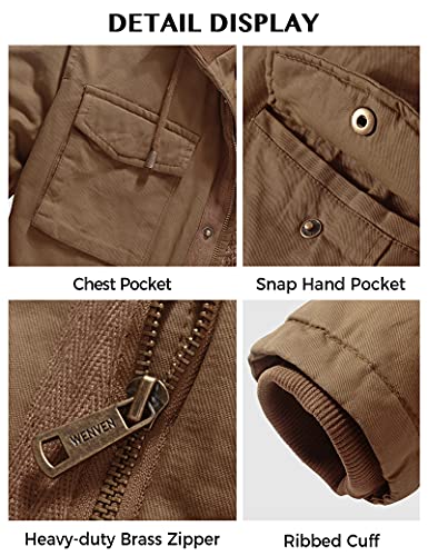 Image of WenVen Men's Winter Thickened Military Parka Jacket Warm Coat