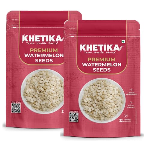 Image of Khetika Watermelon Seeds 200g | Seeds, Jumbo Watermelon Seeds 200gm, Seeds for Eating, Healthy Snacks, Rich in Antioxidant & Protein Rich, No Preservatives, Gluten Free (Pack of 2)