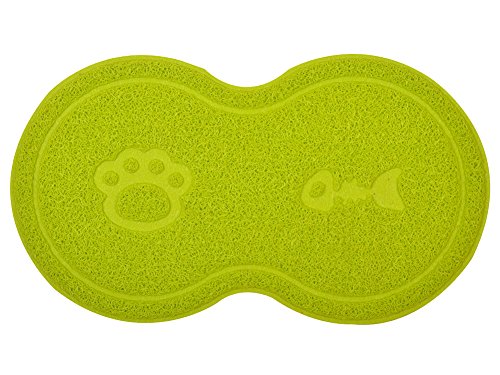 DM 8-Shaped Cat Pet Litter Tray Mat,Kitty Litter Rug,Doormat,46x26 cm (Green)