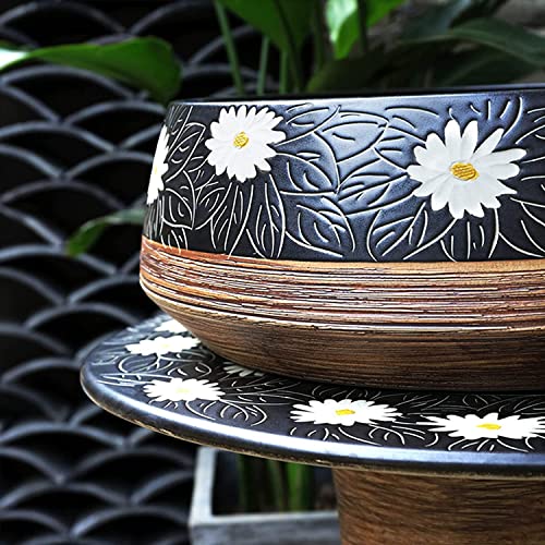 Fregadero de pedestal de arcilla caolín hecho a mano con espejo, diseño independiente para decoración de tocador de hotel, hogar, baño, elegante y duradero