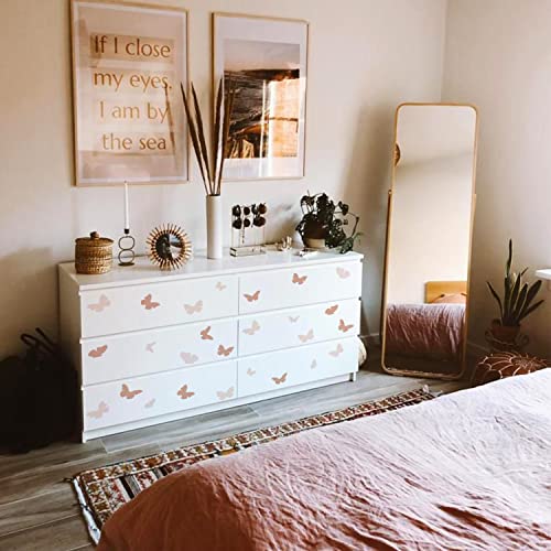 48Pcs Pink Butterfly Boho Art Wall Decals, Peel and Stick Wall Stickers for Living Nursery Room Bedroom Wall Decor - Image 2