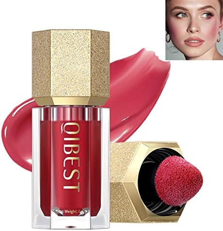 Rosarden Face Blush Liquid, Matte Blush Stick for Cheeks,Red Blush With Bulit-in Puff , Cream Liquid Blush Makeup, Quick-Drying Soft Cream Face Blush,Long Wearing Smudge Proof Face Blush Stick for Cheek