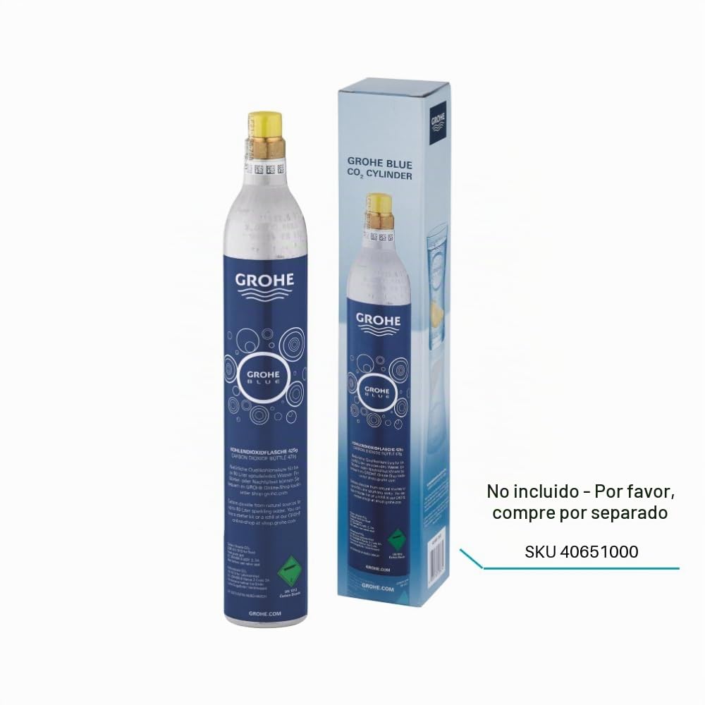 GROHE Blue Home - Grifo monomando de fregadero con función filtro de agua, caño en L, sin gas, con poco gas y con gas
