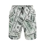 Linomo Herren Badehose USA Dollar Geld Druck schnelltrocknende Strandshorts Boardshorts Beachshorts Trainingshose Schwimmhose für Männer