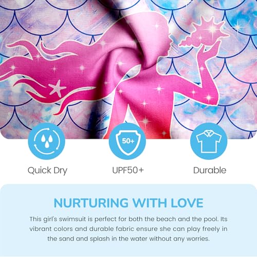 Image of LQSZ Girls Rash Guard Sets Long Sleeves Swimsuit 3 Pieces Tankini Bathing Suit Swimwear for Girls 3-12 Years