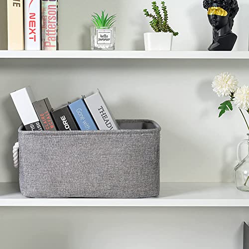 HolyElks 3 PCS Cajas Almacenaje, Caja de Almacenamiento, Cestas de Almacenaje con Manijas, Plegable Cajas organizadoras para Ropa, Juguetes, Armario, Dormitorio, Estanterías y Mas (M, gris)