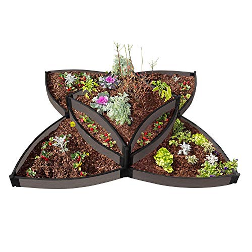 Frame It All Weathered Wood Raised Garden Bed Versailles Sunburst 8’ x 8’ x 16.5” – 1” Profile