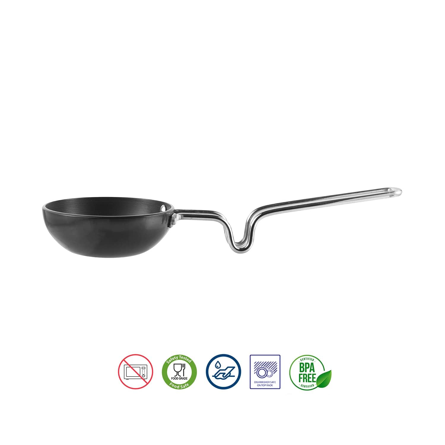Vinod Black Pearl Hard Anodised Tadka Pan - Jumbo | 3.25mm Thickness | Natural Stick Resistant | Metal Spoon Friendly | Balance Design Handle | 2 Year Warranty - Black - Image 8 thumbnail