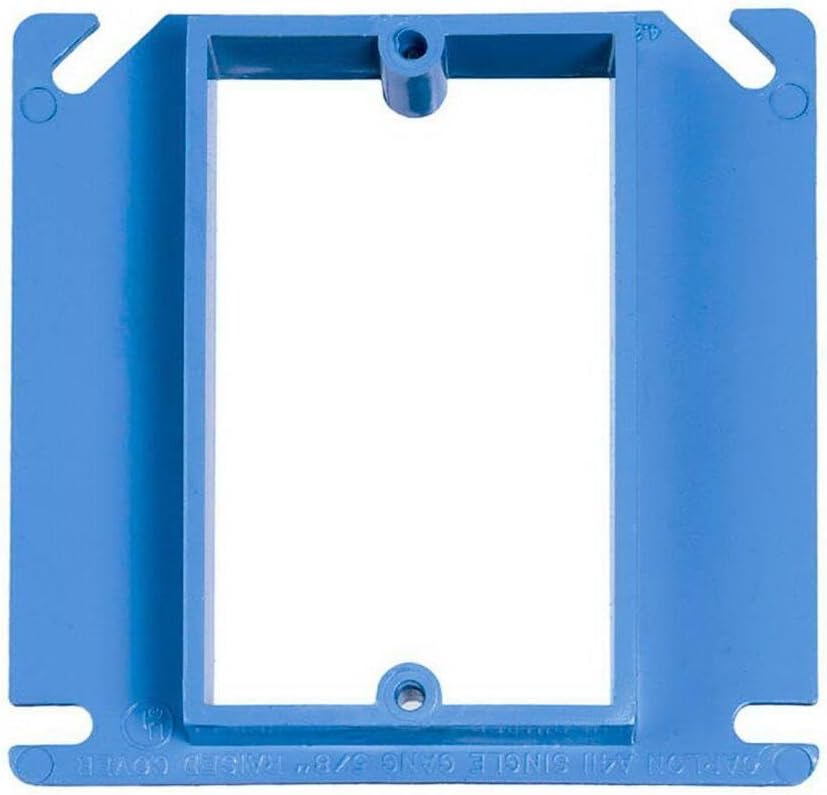 Carlon A411 Outlet Box Cover, Square, Raised, 1 Gang, 4-Inch, Blue