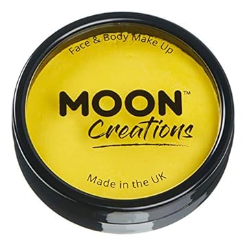 Pro Face & Body Paint Cake Pots by Moon Creations - Bright Yellow - Professional Water Based Face Paint Makeup for Adults, Kids
