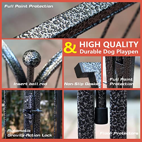 Image of Dog Playpen,32 /40 /45 Inch Height in Heavy Duty, Folding Indoor Outdoor Anti-Rust Dog Exercise Fence, Portable Pet Playpen with Door for Large Medium Small Dogs and Pet (8 Panels, 32 Inch) Silver