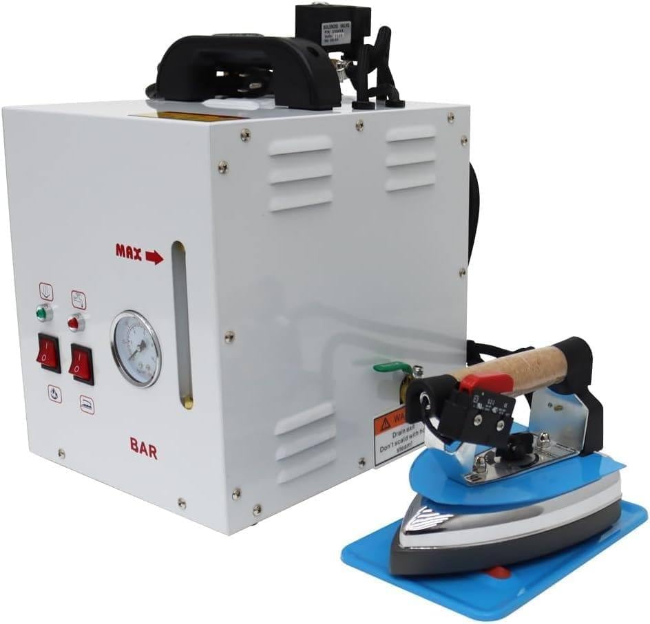 PixCy Plancha Industrial A Vapor,Estación Planchado Vapor Industrial, 1600W Caldera + 900W Plancha,4L Tanque + Manómetro,Temperatura Ajustable,Tiendas Ropa/Tintorerías,Profesionales Planchado