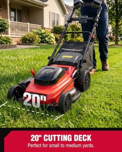 Image of PowerSmart 40V 20 inch Brushless Cordless Lawn Mower + 465 CFM Leaf Blower