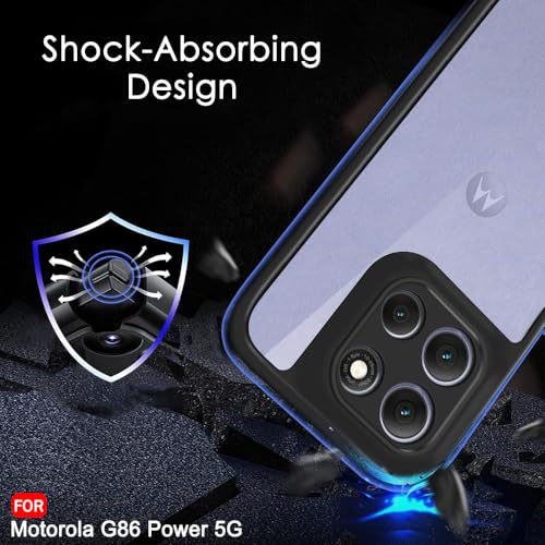 Image of TheGiftKart Hybrid Shockproof Back Cover Case for Motorola Moto G86 Power 5G | Hard Back Cover Case for Motorola Moto G86 Power 5G (PC & TPU, Transparent Clear Back, Black Sides)