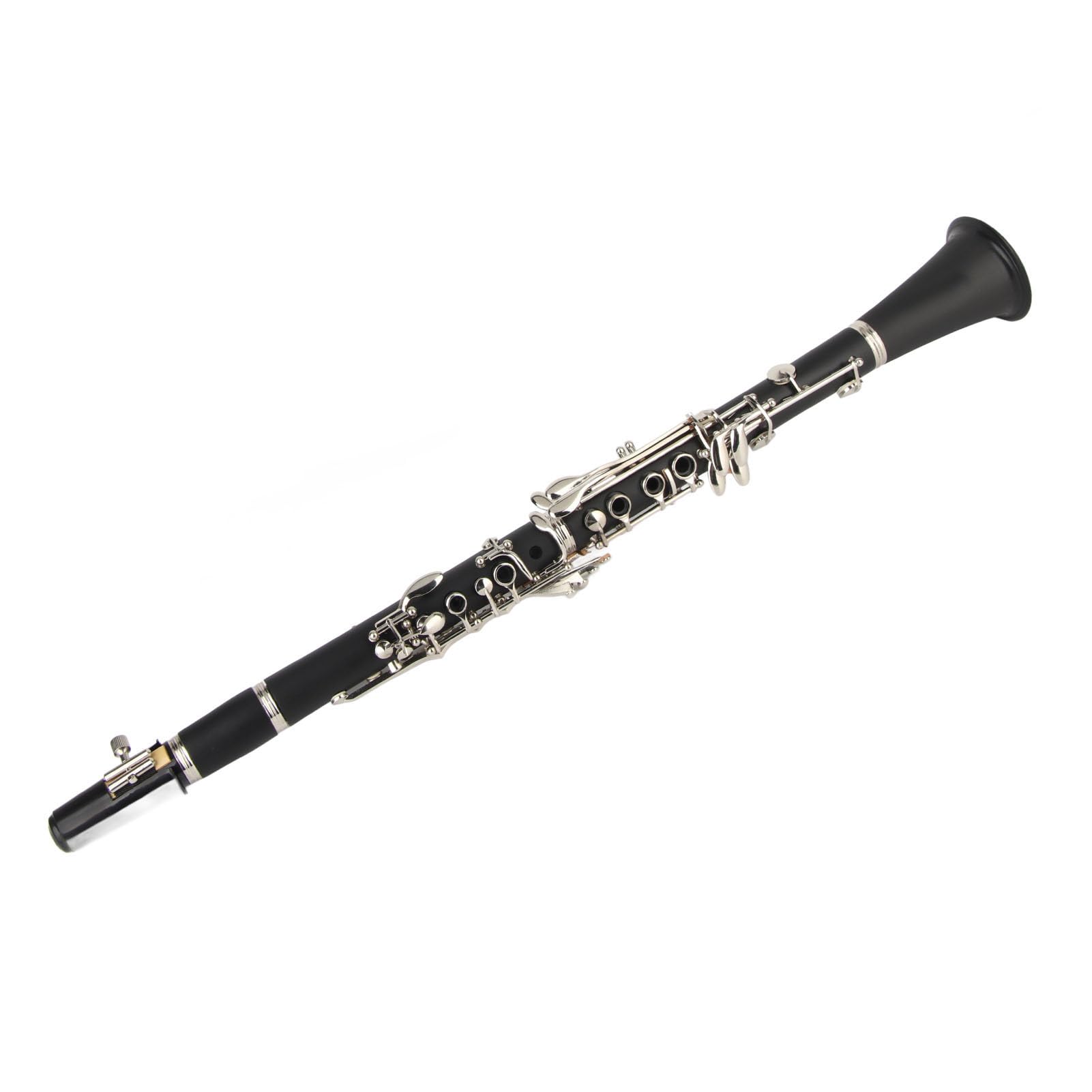Juego de clarinete de madera Bb de 17 teclas de alta calidad, con paño de limpieza, para instrumentos musicales principiantes, color negro