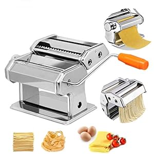 HENGMEI Stainless Steel Manual Pasta Maker Pasta Machine with 8 Different Dough Thicknesses for Fresh Pasta