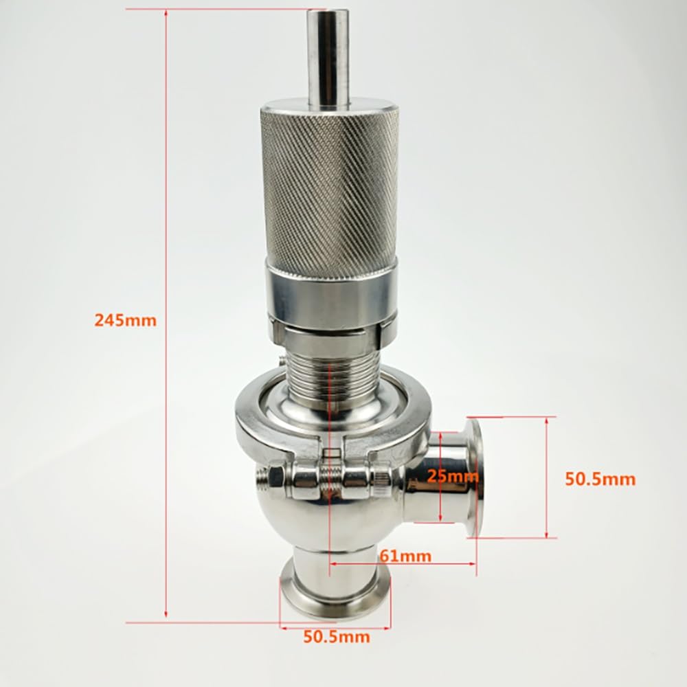Valvola Di Sicurezza Sanitaria Tri Clamp Da 1" 1-1/4" 1-1/2" 2", SS304/316L, Regolabile 2-9 Bar, EPDM 0-110 ℃, Lucidata A Specchio, Sanitaria For Alimenti E Farmaci (1 Pezzo)(SS316L,1")
