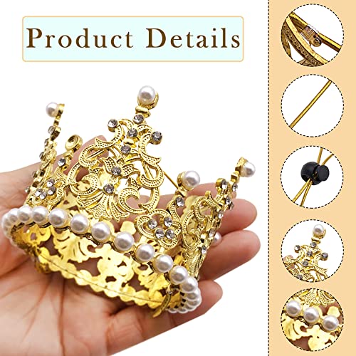 BIPY 2 Stück Hundekrone Stirnband Haustier Geburtstag Hüte Kopfschmuck Gold Silber Prinzessin Strass Kunstperle Krone Tiaras für mittelgroße kleine Welpen Katzen Hunde Party Hochzeit Haarschmuck