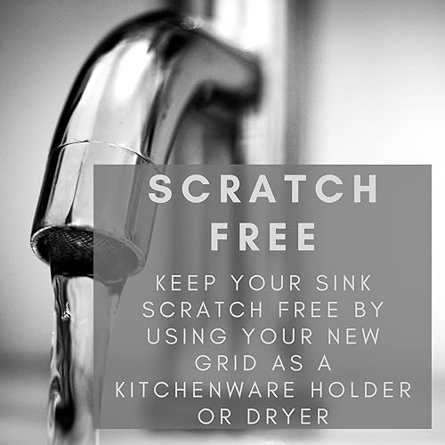 Miniatura 8 de Rejillas protectoras de cocina de acero inoxidable de 13 x 12 pulgadas para fregaderos, estantes universales de drenaje de doble tazón, rejilla