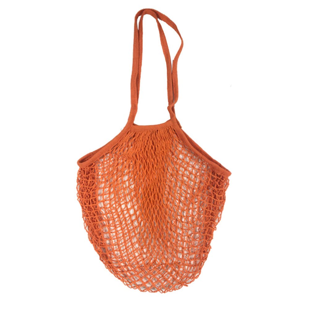 String Shopping Bag, Cotton Reusable Grocery Mesh Bags Portable Net Shopping Mesh String Bag for Fruit, Vegetables Storage (Orange,5PCS)