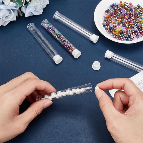 Image of AHANDMAKER 100 pcs PVC Plastic Tube Storage Tube Bead Containers with lid, Transparent Storage Test Tubes for Sample, Toothpicks Bead Craft Supply Storage (3.17 x 0.43 inch)