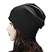 ZLYC Women Fashion Knit Slouchy Beanie Hat Thin Stretch Skull Caps (Solid Black)