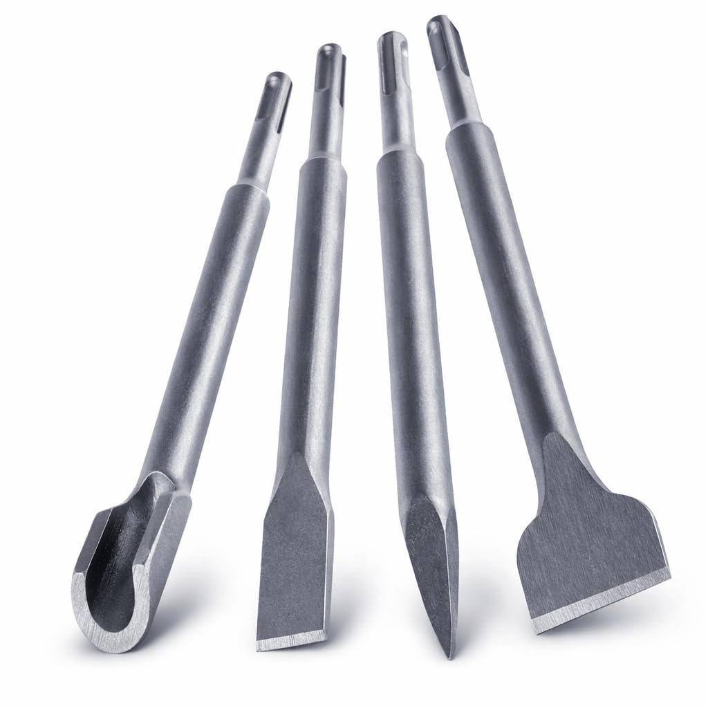 Topolenashop Set Da 4 punte da trapano SDS-Plus, punte per trapano con mezzi punta e punta piatta per mattoni, cemento, pietra, calcestruzzo e muratura, accessori per martello perforatore VHT02652