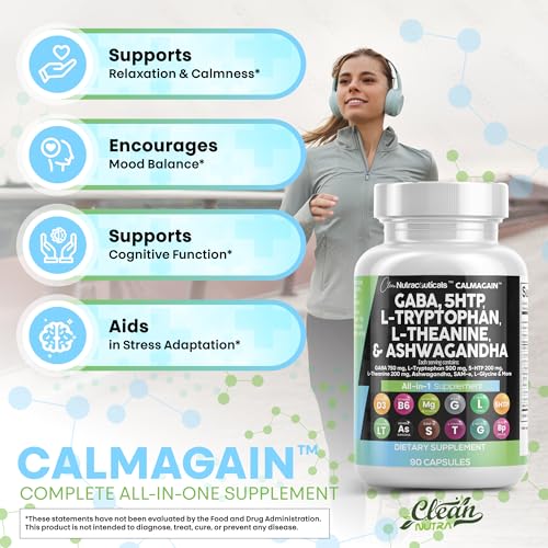 Clean Nutraceuticals GABA 750mg 5 HTP 200mg L Tryptophan 500mg L Theanine 200mg Ashwagandha SAM-e L-Glycine - Mood Support Vitamins for Women and Men with L-Tyrosine 5-HTP (5-Hydroxytryptophan) - Image 7