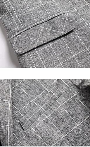 Men's Slim-Fit Plaid Business Casual Jacket Two Button Formal Suit Coat Formal Four Seasons4