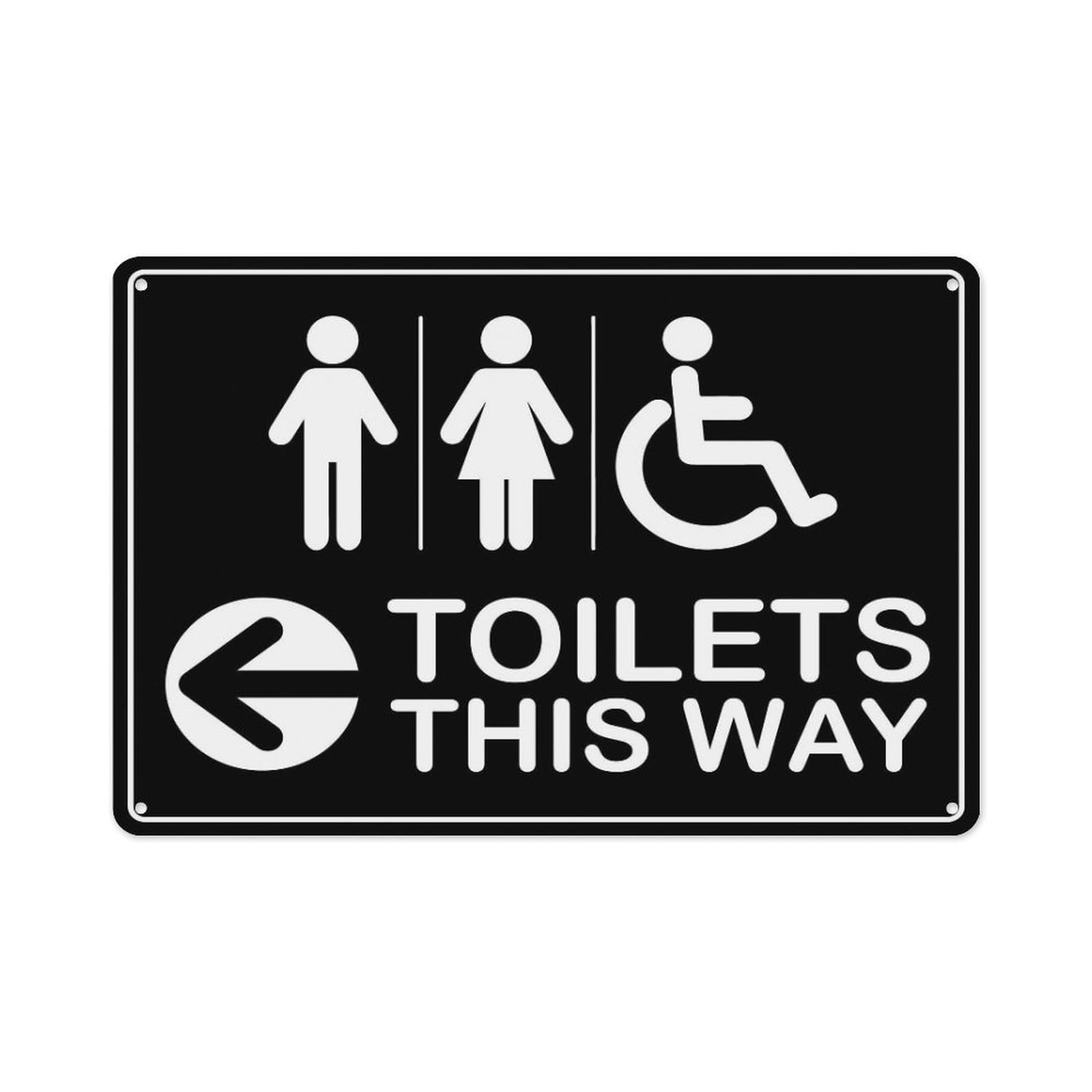 peiyeety Toilets This Way Left Arrow Sign Aluminum Tin Warning Signs for Home Outdoor Garden 8X12 Inches