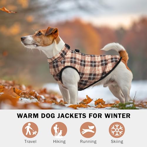 Image of SCENEREAL Dog Winter Coat with Built-in Harness for Small Dogs Boys Girls | Fall Winter Waterproof Puppy Cold Weather Coat, Warm Jacket Fleece Puffer Vest - Windproof Snow Pet Clothes