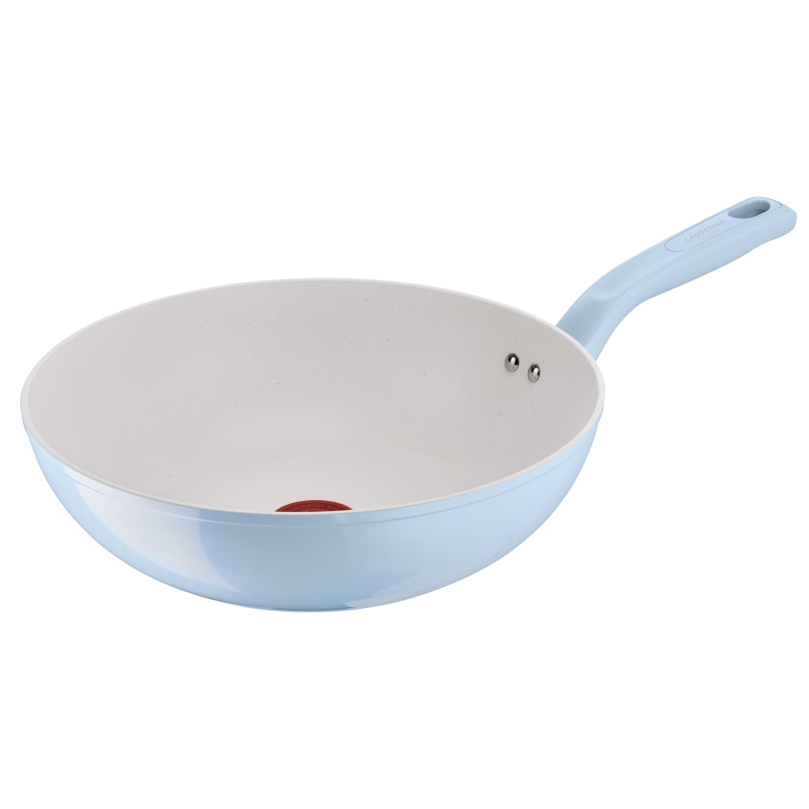 Lagostina Brezza, Wok Antiaderente Ø 28 cm, Rivestimento Mineralia, Indicatore di Calore Thermo-Signal, Manico Rivettato, Compatibile con Induzione