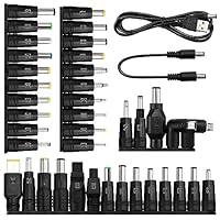 39 Stücke Universal DC Netzteil Adapter, KUOQIY 5.5x2.1mm DC Hohlstecker Adapter mit 2 Stücke Kabel, für Ventilatoren, Router, Schreibtischlampen, Computer