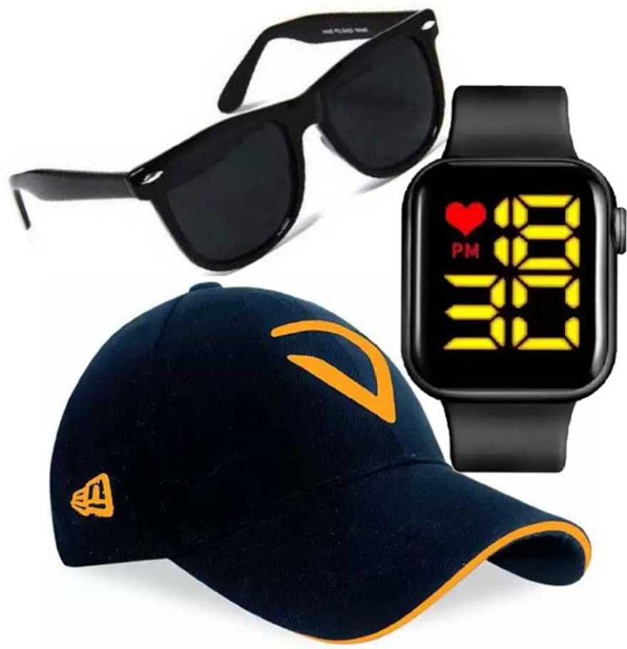 SELLORIA Brand Black DIAL Square Dial Led Watches for Kids Digital Watch Band Boys & Men Sunglasses Combo Pack 3 (B09S6S68JQ) Amazon Price History, Amazon Price Tracker