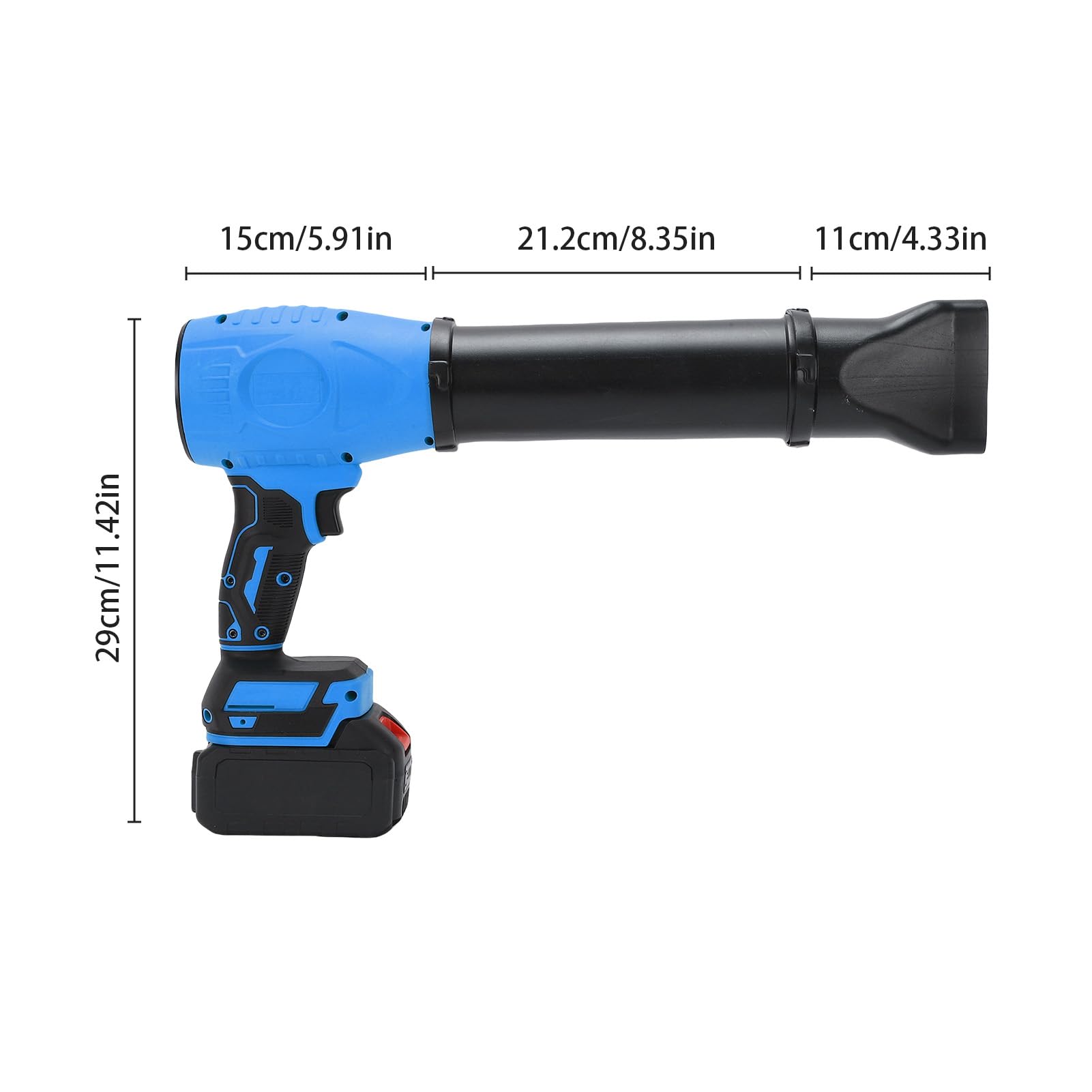 Soplador de Hojas Inalámbrico, Ventilador Ajustable de Velocidad Continua de 33000 RPM con 2 Baterías de 2600 MAh, 2 Tubos de Extensión para Limpiar Hojas y Residuos de (Enchufe Azul-UE)