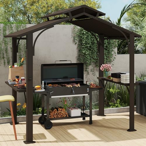 Domi Hardtop Grill Gazebo 8x5FT, Grill Canopy for Outdoor Grill
