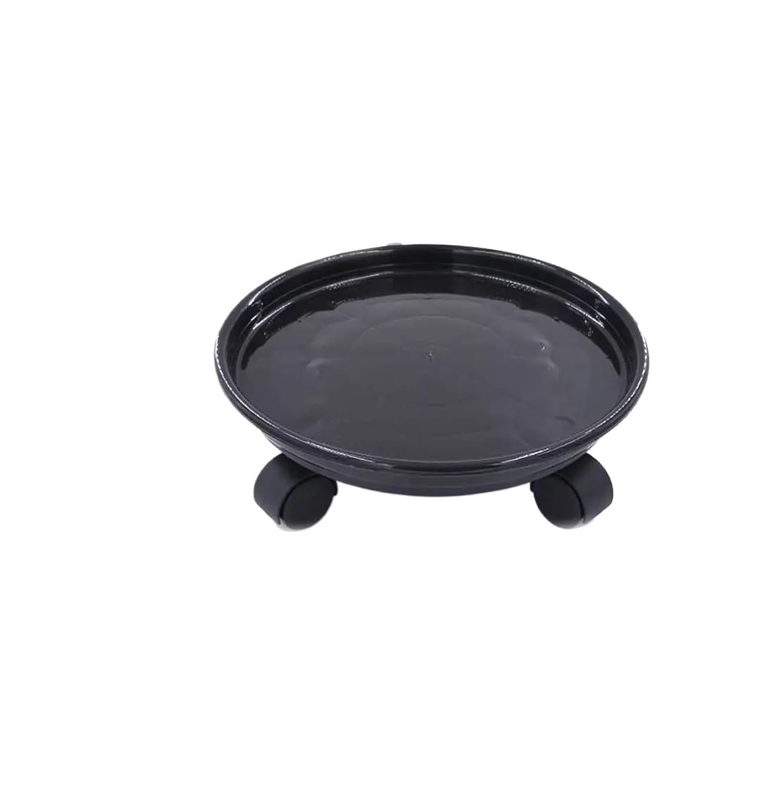 WEYIMVTO Mobile plant pot trays, 30cm Round Pallet Pot with Lock Wheels Rolling Tray for Patio Garden Indoor(Black)