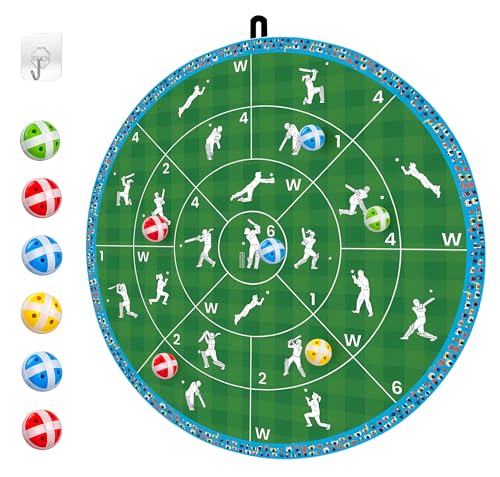 Image of Cricket Dart Game, Double Sided, 18 inches, 06 Sticky Balls, Birthday Gifts Boys and Girls, Gift for Cricket Lover, Indoor /Sport Outdoor Fun Party Play Game, Portable Design, for Ages 3-100+