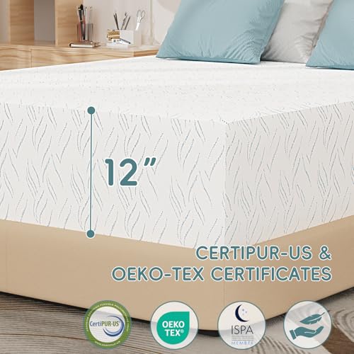 Image of Queen Size 12 Inch Memory Foam Mattress, Colchon Queen Mattress in a Box
