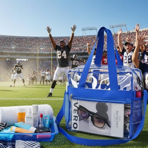 Image of Clear Bag 12x6x12 Stadium Approved Clear Tote Bag with Zipper Closure Crossbody Shoulder Bag with Adjustable Strap
