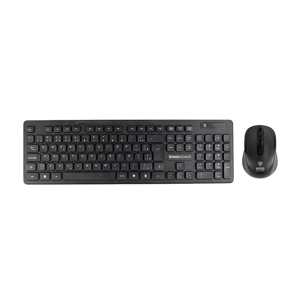 Combo Wireless Teclado 104 teclas e mouse 4 botões 1600Dpi, Preto